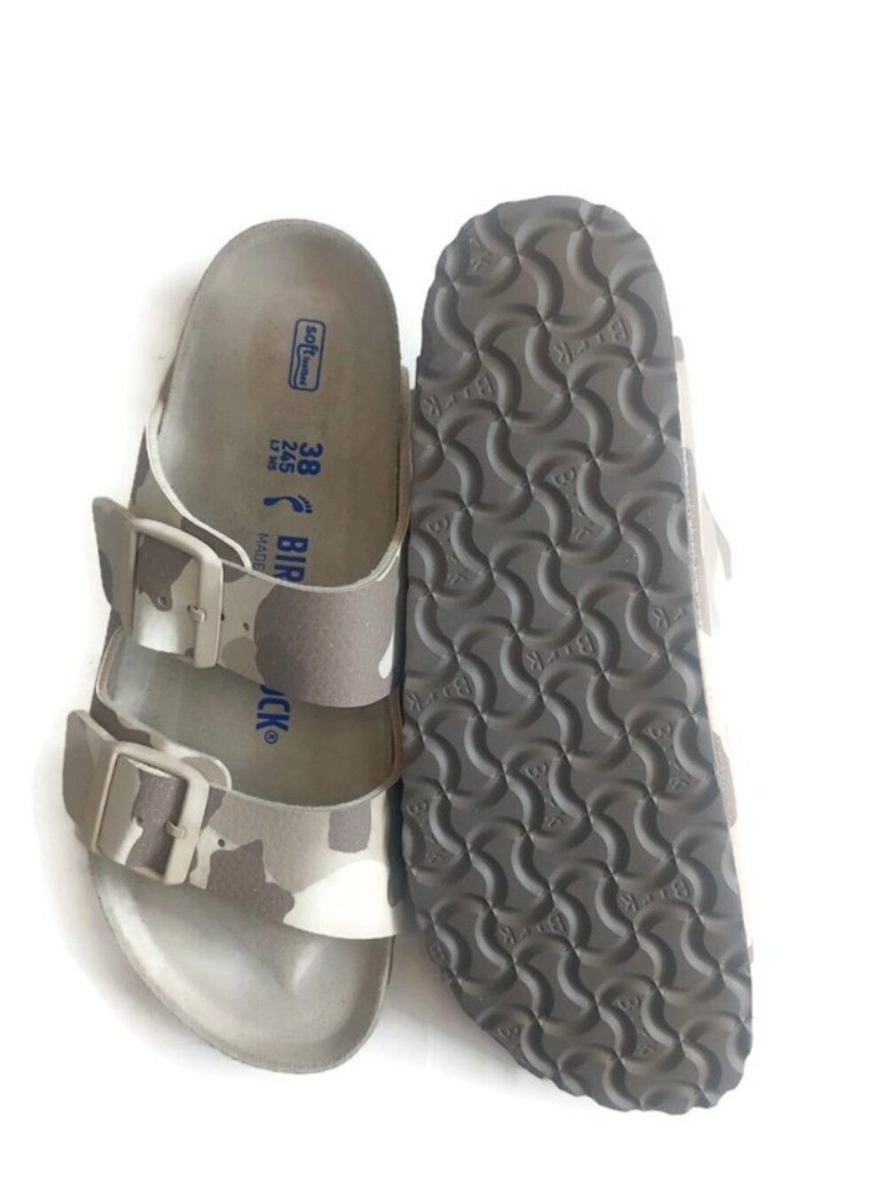 Birkenstock Womens Size 7 Arizona Birko-Flor Sandals Desert Soil Gray Taupe Camo - Picture 8 of 9